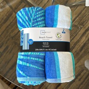 Mainstays Cotton Blend 2 Pack Americana Stars & Stripes Beach Towels, 28" x 58"